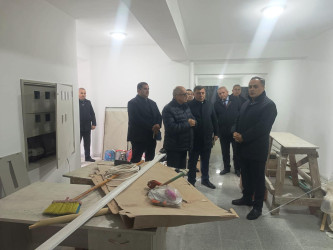 Goranboy şəhərində yeni inşa edilən 16 və 20 mənzilli yaşayış binalarında son tamamlama işləri aparılır